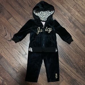 JUICY COUTURE velour tracksuit 6-9M black cheetah